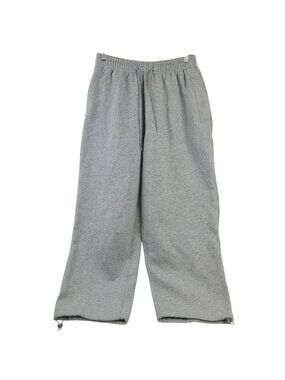 FB County Heavy Baggy Fleece Pants Gray Small Elastic Waistband Adjustable Hem